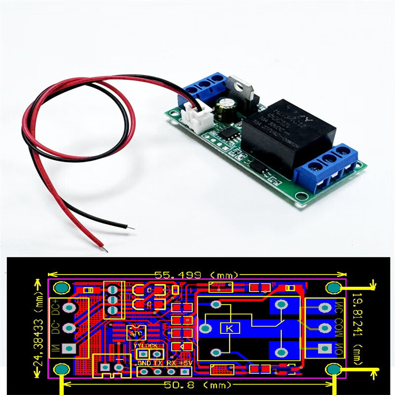 Ouhuayuan Self-locking Switch/High-level Trigger/Relay Module 5/12/24 V One-button Start/Stop Self-locking Optocoupler YYLOCK-1 (DC12V Power Supply)