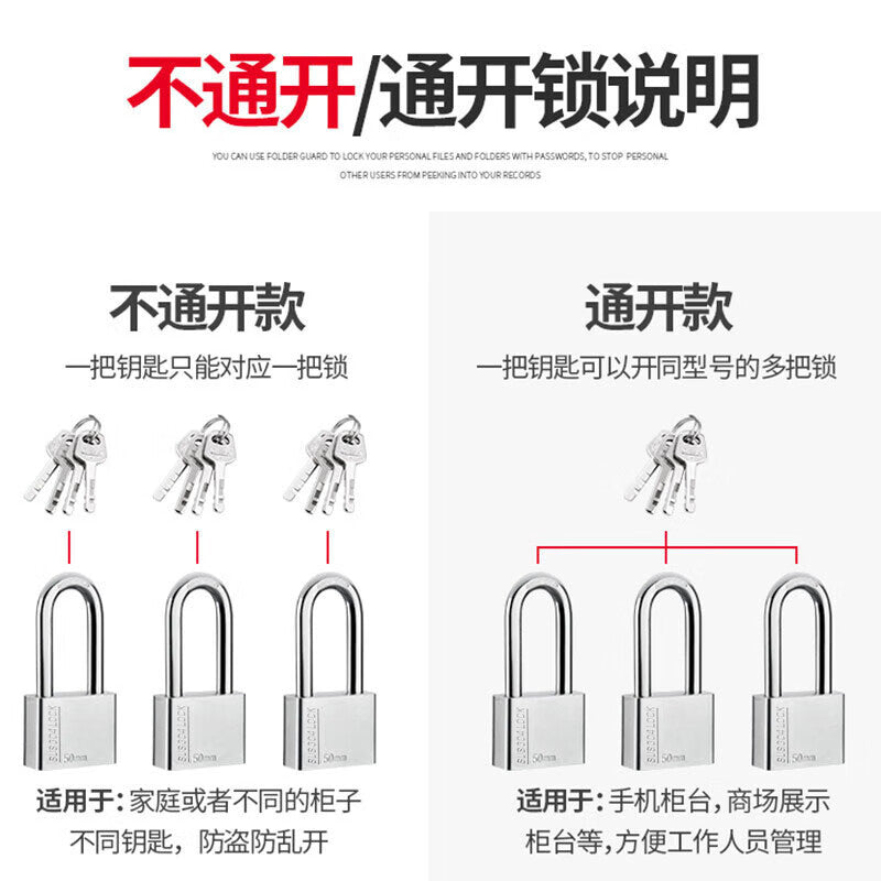 Pango Precision Padlock, Anti-theft Lock, Waterproof, Rustproof, and Pry-resistant, 304-30 Short Single Opening (4 Keys)