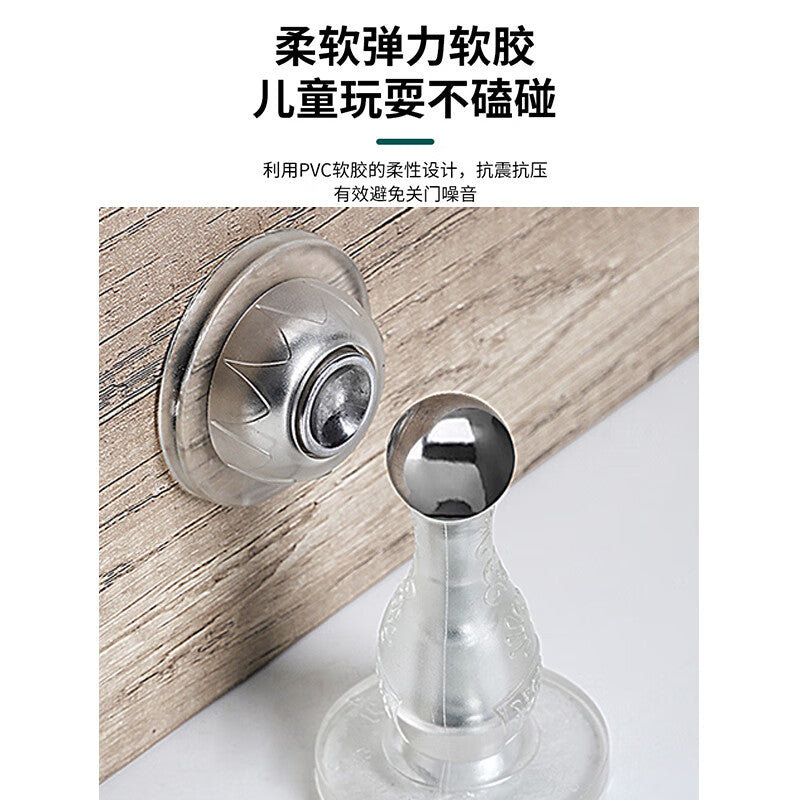 Lekali No-Drill Soft Rubber Door Stopper, Strong Magnetic Resistance Anti-Collision Floor Stopper, Top Door Stopper, Bathroom Door Stopper, Door Collision Prevention (2 Units)