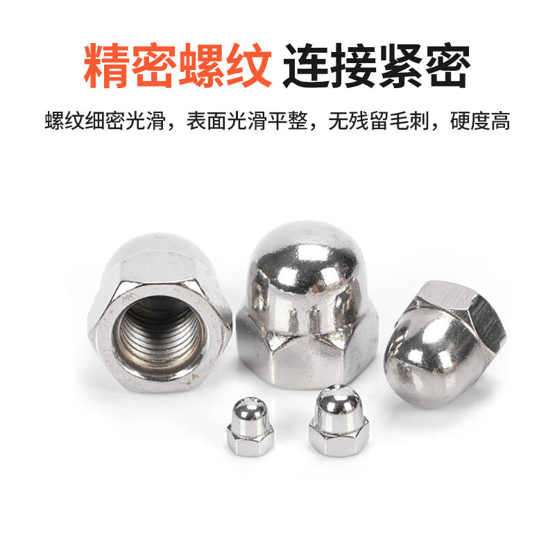 Deqi 304 Stainless Steel Cap Nut DIN1587 Decorative Screw Cap, Round Head Nut M10 (10 pieces)