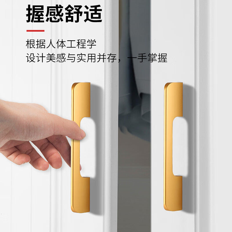 Haisik [Jingcang Express Delivery] Wardrobe and Cabinet Door Handles, Drawer Handles, Matte Black, Hole Spacing 160/Total Length 180, Modern Minimalist Style, 3366S (with screws) HKsq-711
