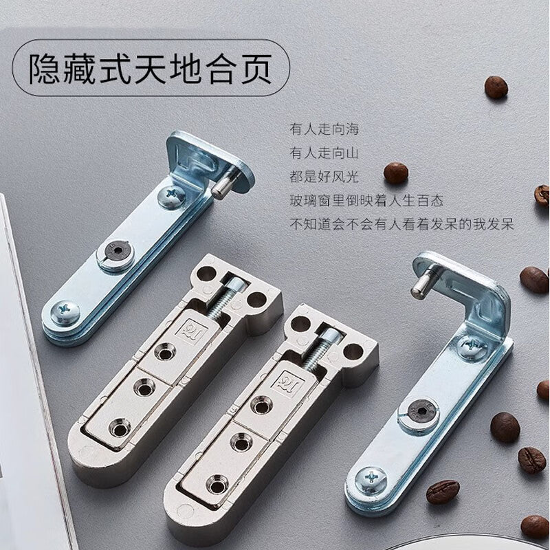 Thousand-speed wheel concealed door hinge, top and bottom hinge, top and bottom pivot, concealed door, outward opening wooden door, adjustable, concealed door hinge, zinc alloy.