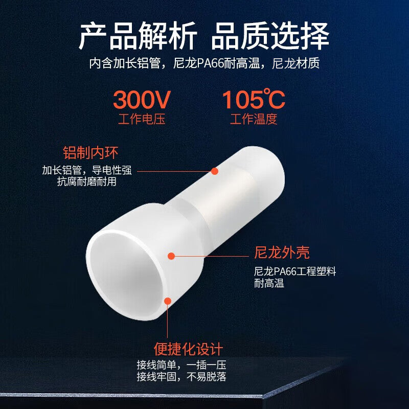 Huijun Terminal Block Caps, Nylon Crimping Caps, Spring-loaded Spiral Nipple Terminals CE-1X 1000pcs/pack, White