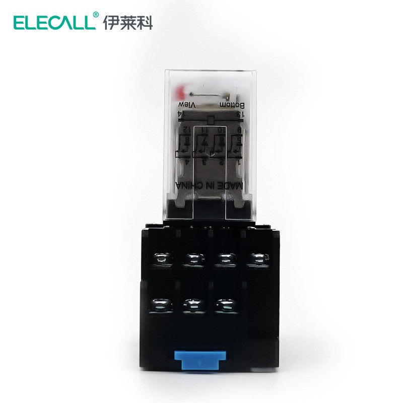ELECALL HH54P small intermediate relay AC four open four closed with light and base electromagnetic relay set 14 feet MY4NJ AC12V