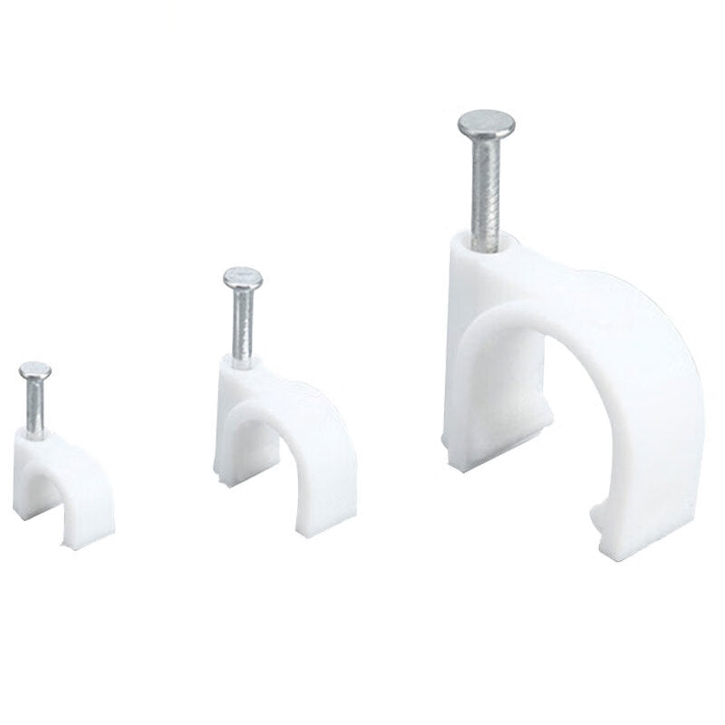 Winstan WY0183 Plastic Cable Clips, U-shaped Clips, Wire Fixing Clips, Network Cable Clips, Round Steel Nails, Cable Clips, Wiring Buckles, 9mm Round (200 pieces)