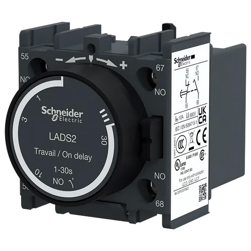 Schneider Electric contactor delay module, power on delay, 1-30 seconds; LADS2