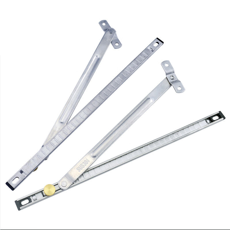 Deqi Stainless Steel Windproof Window Bracket, Two-Link Telescopic Fixed Bracket, Aluminum Alloy Window Limiter, 14-inch (Thickened Stainless Steel)