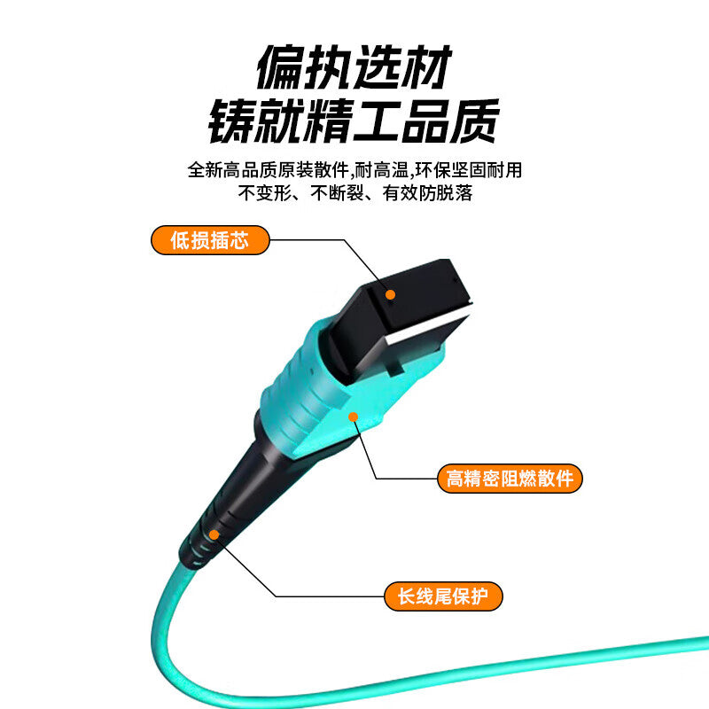 Fengyingzi MPO-MPO 10 Gigabit Multimode Fiber Patch Cord 24-Core Bundled Fiber Optic OM3 Pigtail Module 40G Fiber Optic Cable 1 Meter FYZ-MPO-15