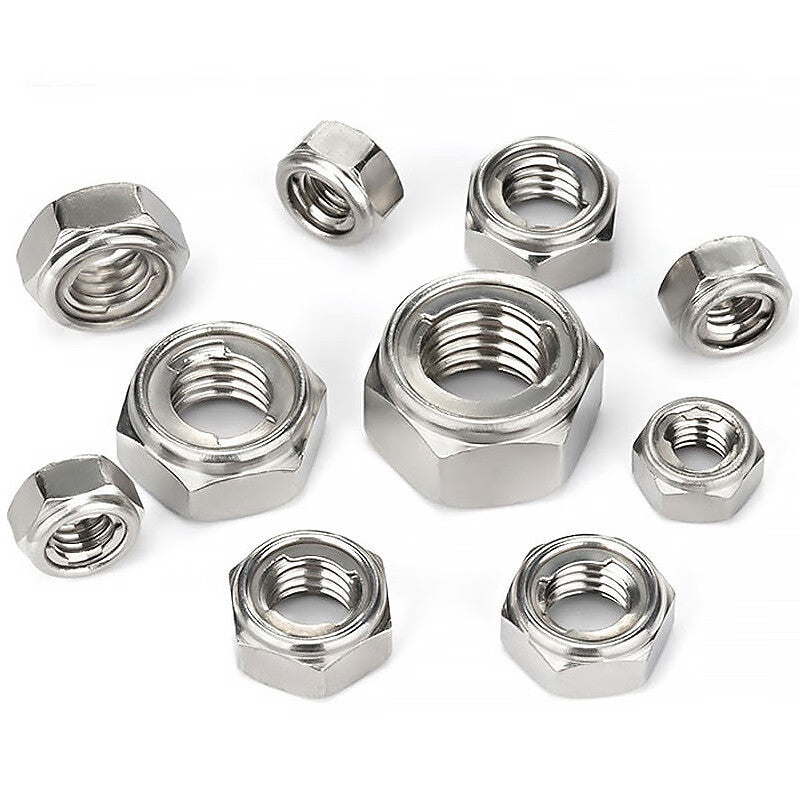 Hirschg JG-695 304 Stainless Steel All-Metal Lock Nut, Metal Self-Locking Nut, Anti-Loosening Nut, DIN980 M8-M Type (10 pieces)