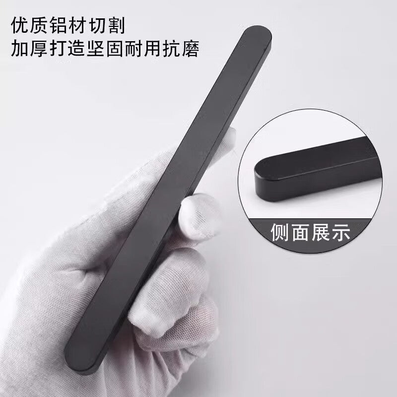 Shanhe Industrial Products Ultra-Narrow Sliding Door Handle, Balcony Glass Door Handle, Kitchen Self-Adhesive Door Handle, No Drilling Required, Aluminum Alloy, 12mm Thick [Black Anodized - 1 Piece Pack]
