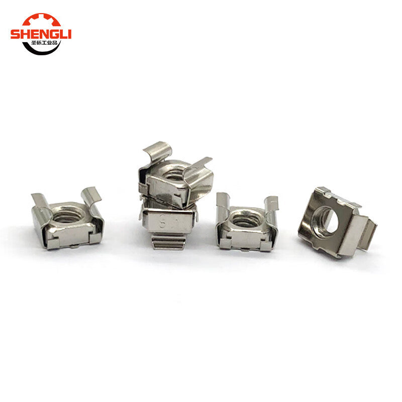 Saint-Rich Nickel-Plated Galvanized Clip-On Network Cabinet Cage-Type Floating Sheet Metal Square Nut, White Zinc Plated M6 [100 Pieces]