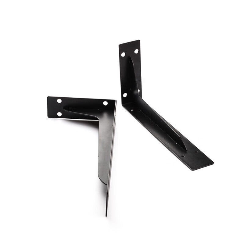 Deqi Thickened Triangular Bracket, Widened Triangular Cold-Rolled Steel Fixed Bracket, Wall Shelf, Shelf Support, Black, 16-inch
