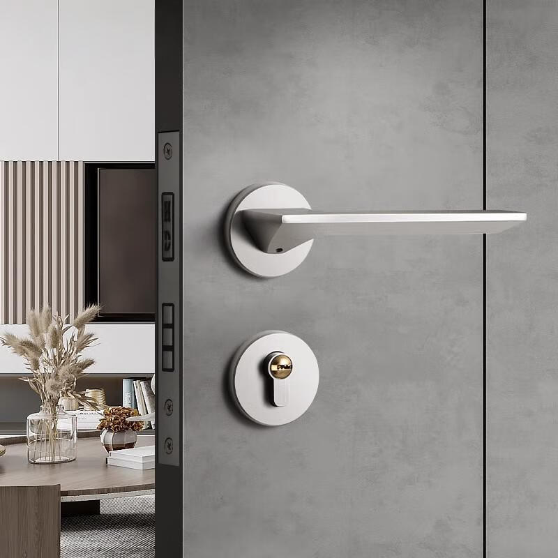 Basic interior bedroom door lock, split lock, room door lock, wooden door lock, handle door lock, gunmetal gray.