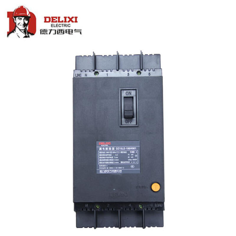 Delixi Electric leakage molded case circuit breaker; DZ15LE-100/2901 63A 50mA non-delay <0.1