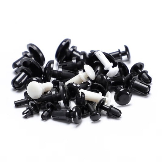 Ren Dian Nylon Rivets, Press-Type Plastic Rivets, R Type R3 R4 R5, PC Board Clip-on Plastic Threaded Rivets, R2632 (100 pieces), Black