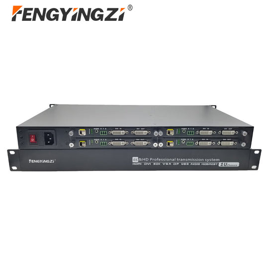 Fengyingzi FYZ-GZ33F DVI Video Optical Transceiver Rack 1U: 4-channel DVI + 4-channel forward audio + 4-channel RS232 + input/output loop-out + EDID read/write single-mode 4-pin LC interface