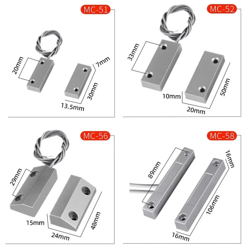 Shanhe Industrial Products MC-52 Wired Magnetic Door Switch Sensor for Iron Doors, Fireproof Doors and Windows, and Fireproof Door and Window Alarm Device [Normally Closed] (Closed Signal Conduction)