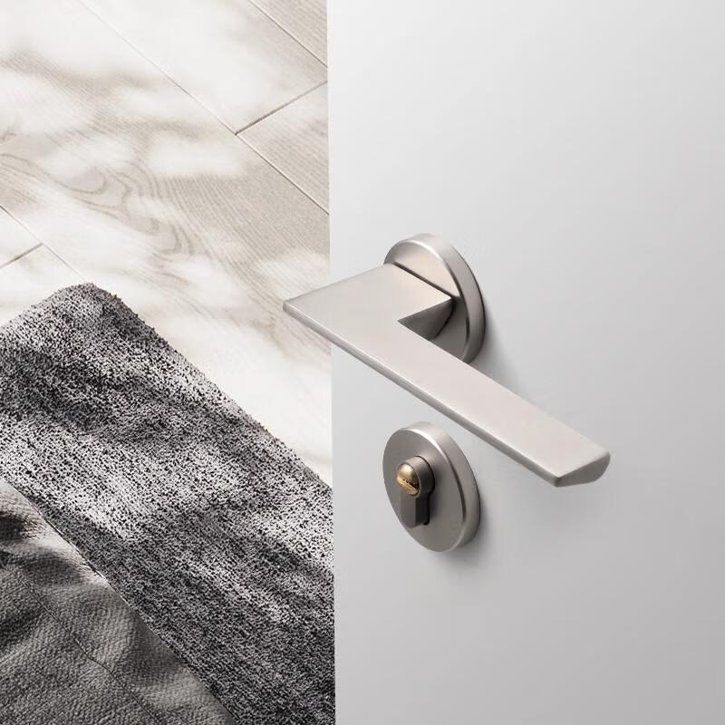Basic interior bedroom door lock, split lock, room door lock, wooden door lock, handle door lock, gunmetal gray.
