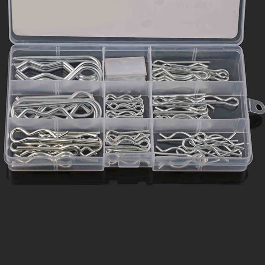 Bairuite wave spring pins, galvanized cotter pins, type B pins, bolt pins, latch pins, R-type pin combination sets (80 pieces).