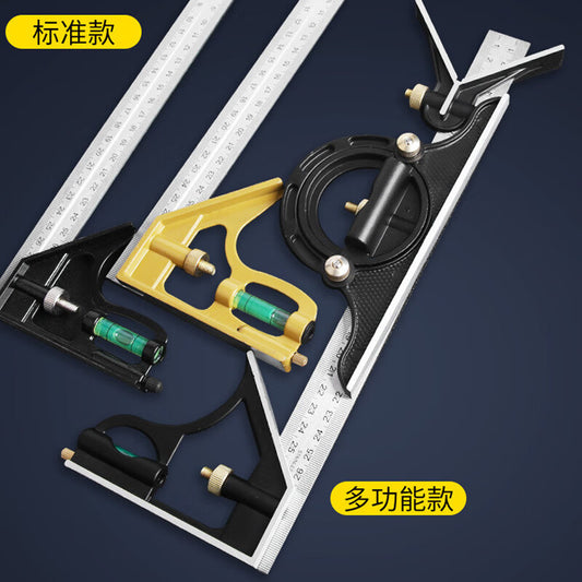 Mitz Movable Square, High-Precision Stainless Steel 90-Degree Right Angle Square, 45° Multi-functional Combination Movable Woodworking Industrial-grade Square, 0-300/Multi-functional Type