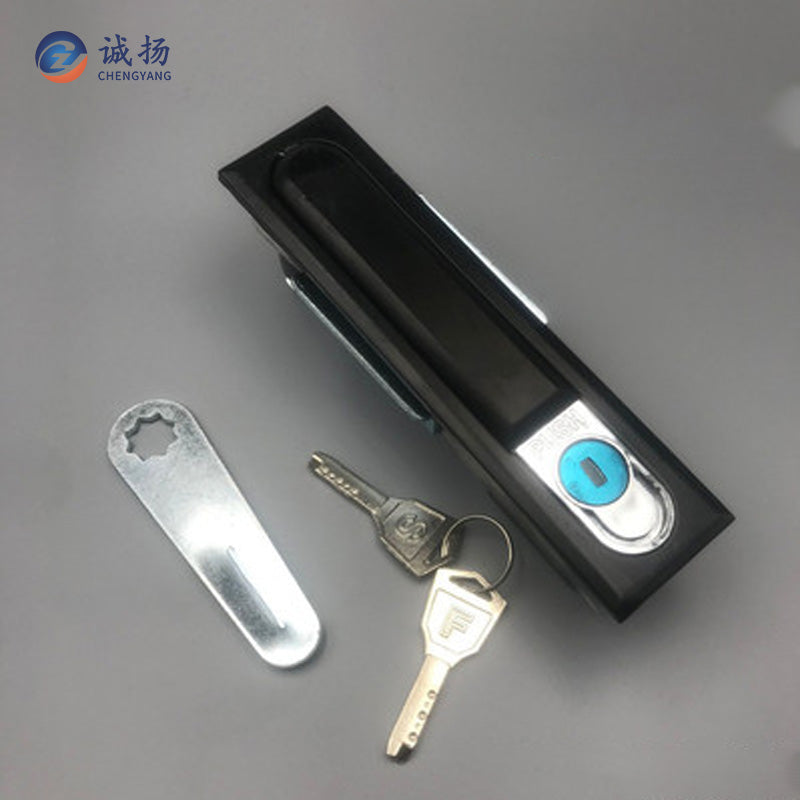 CHENGYANG Electric Cabinet Flat Lock Power Cabinet Door Lock Distribution Cabinet Anti-Theft Lock MS818 Black [Zinc Shell Zinc Back]