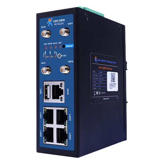 LonHand 4G industrial gateway router card DTU transparent transmission Wi-Fi wireless DI/DO networking 232/485 serial port USR-G809 full network access