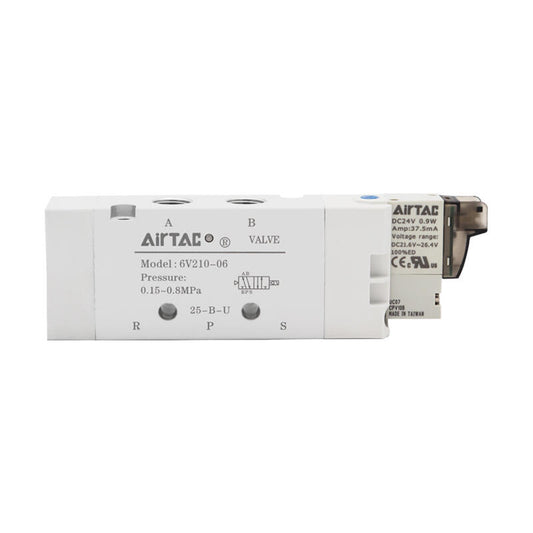AirTAC 6V series 2-position 5-way solenoid valve, single solenoid, voltage DV24V; 6V11006B050