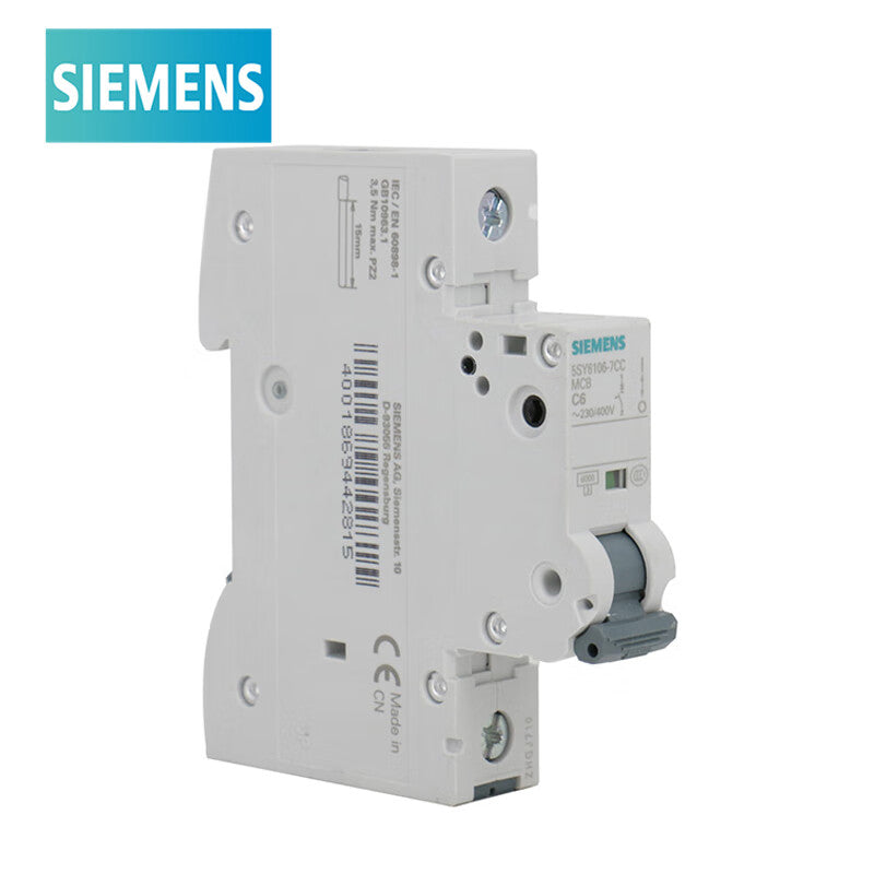 Siemens circuit breaker 5SY6106-7CC Type C 6A 1P 6KA single in and single out air switch main circuit breaker