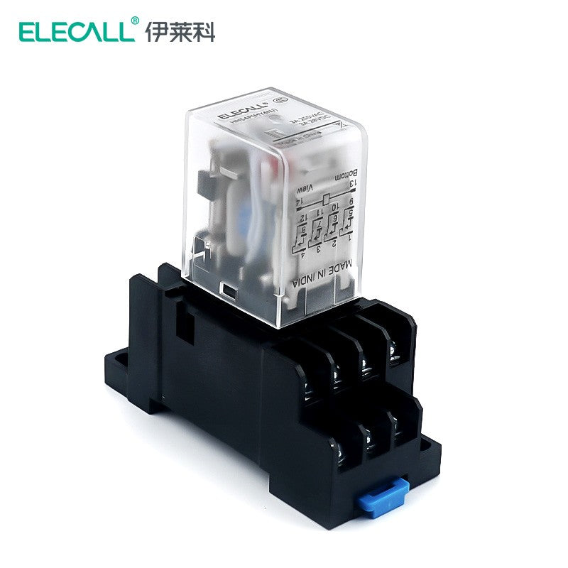 ELECALL HH54P small intermediate relay AC four open four closed with light and base electromagnetic relay set 14 feet MY4NJ AC36V