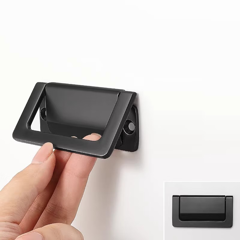 Honggong concealed drawer handles for wardrobes, cabinets, bedside tables, and pull rings (black).