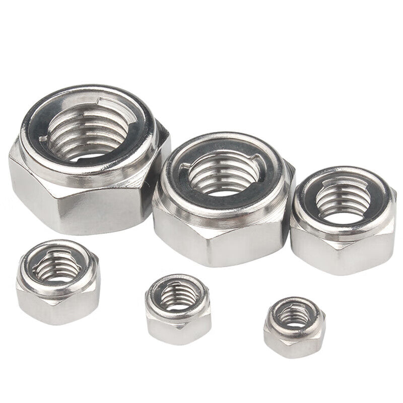 Kaying 304/201 Stainless Steel Metal Anti-Locking Self-Locking Nut, All Metal Hexagonal Locking Nut, M8 [10pcs] 304