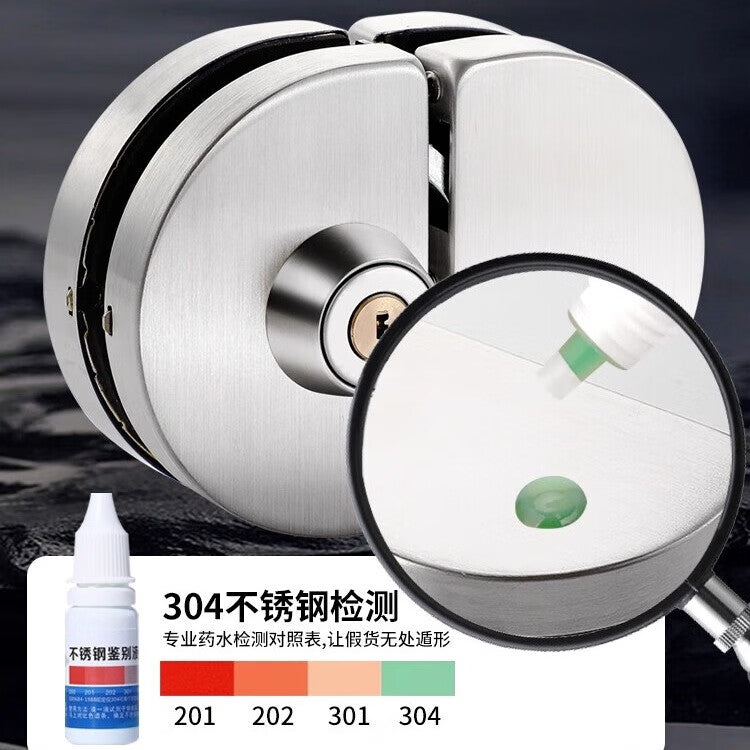 Chuke glass door lock, double door, no drilling required, glass lock, floor lock, shop sliding double door lock, frameless lock