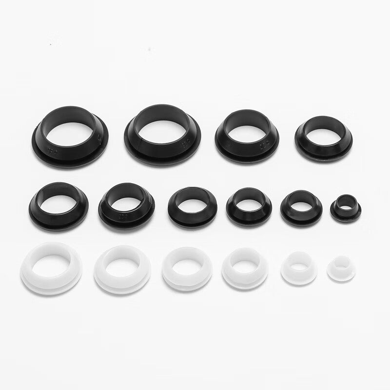 RenDian Quick-Install Single-Sided Cable Protector Rubber Single-Sided Cable Protector Ring for Distribution Boxes and Cabinets, Cable Sealing Ring, Φ8, 10 Holes (100pcs), Black