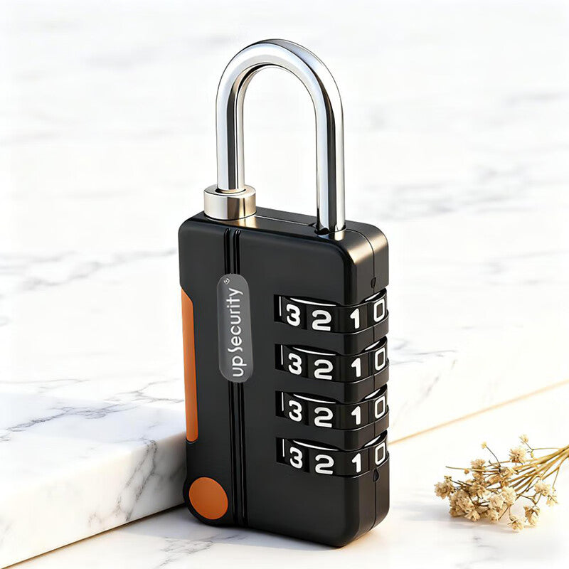 Chuck metal combination padlock for home storage lockers, suitcases, dormitories, gyms, bike baskets, backpacks, portable, black.