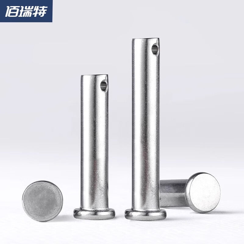 Bairuite 304 Stainless Steel Pins GB882 Flat Head Cylindrical Pins with Holes, Fixing Pins, Shaft Pins M5*100 [5 Sets]