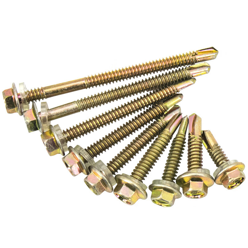 Hester JG-07 Color Zinc-Concentrated Hex Self-Tapping Screws GB15856.4 12# 4.8*70 (100 pieces) Half Thread