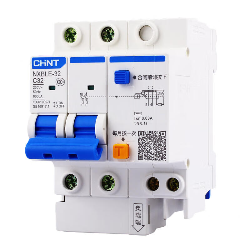 Chint residual current action circuit breaker; NXBLE-32 2P C32 30mA 6kA