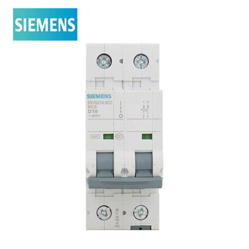 Siemens 5SY6210-8CC D Type 10A 2P Circuit Breaker 6KA