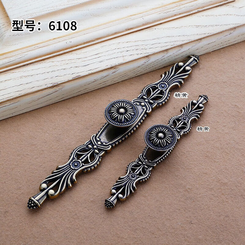 Shanhe Crafts Chinese Style Drawer Wardrobe Handles, Antique Bathroom Dressing Table Cabinet Door Handles, Furniture Hardware Accessories Handles, Fine Yellow 6108 - Single Hole [Pack of 5]