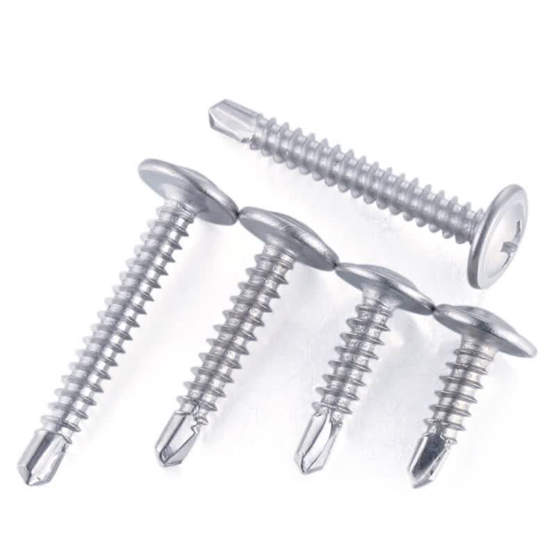 Genate 410 Stainless Steel Round Head Self-Tapping Screws with Washers, Dovetail Self-Drilling Screws M4.2*19 (100 pieces)