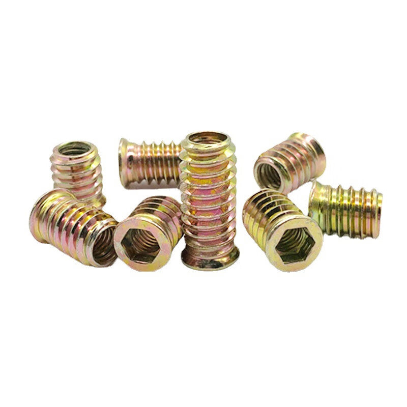Saint-Struck Iron Internal and External Thread Nuts, Solid Wood Furniture Connectors, Furniture Accessories, Hardened Embedded Nuts M6*15 with Interceptors [100 Pieces]