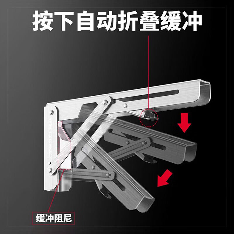 304 Stainless Steel Thousand-Speed Wheel Damping Triangular Folding Bracket Wall-Mounted Shelf/Display Shelf 16 inch 40 cm (2 pieces) Buffer Version