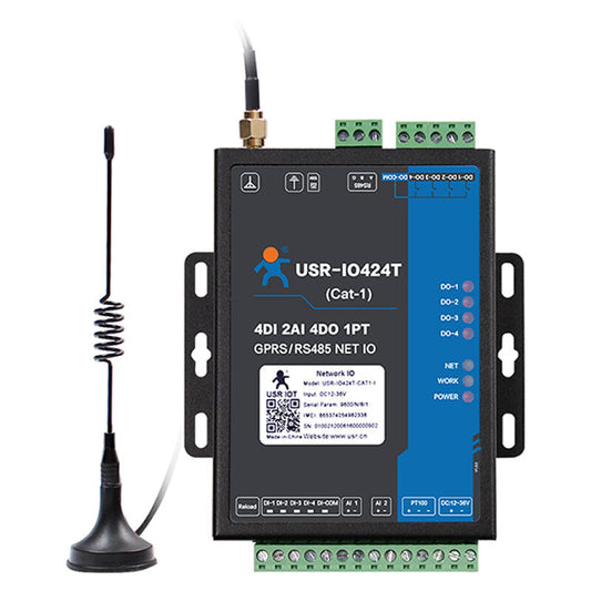 LonHand 4-way network IO remote controller Ethernet RS485 analog acquisition supports Modbus function IO424T supports cat-1 network (voltage version) USR-IO424T-CAT1