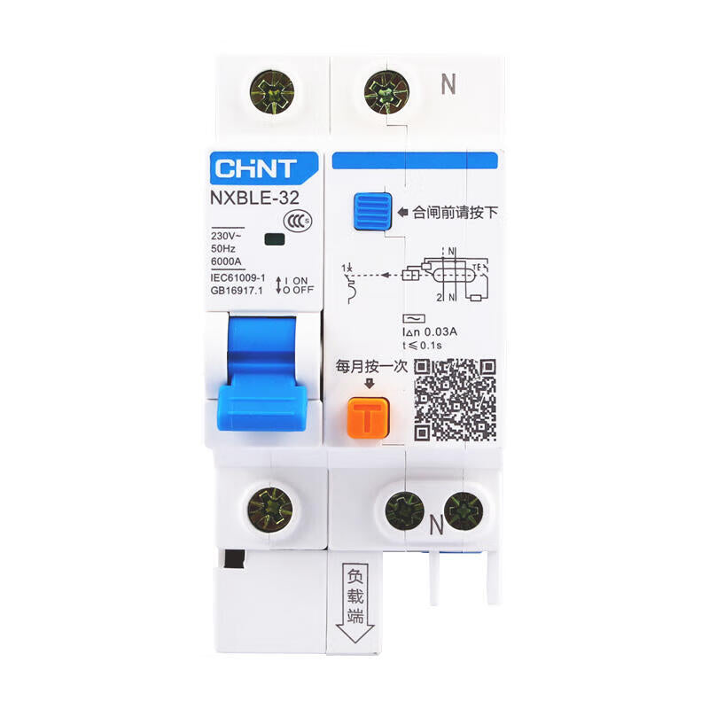 Chint residual current operated circuit breaker; NXBLE-32 1P+N D6 30mA 6kA