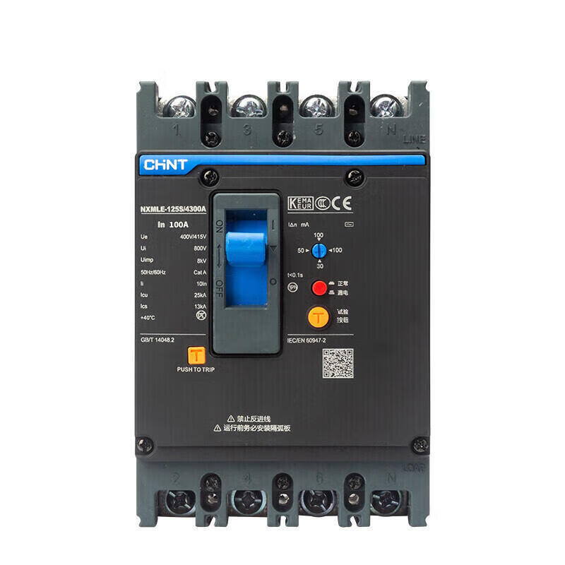 Chint NXMLE-125S Residual Current Circuit Breaker 100A
