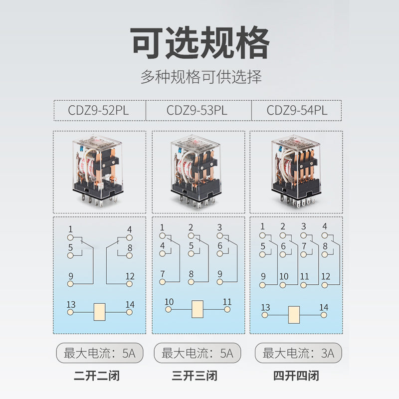 DELIXI ELECTRIC CDZ9-62PL intermediate relay small electromagnetic relay DC24V 10A wide 8 feet (with base)