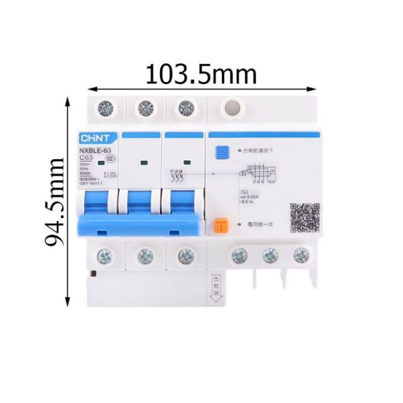 Chint NXBLE-63 3P C63 Leakage Protection Circuit Breaker 30mA 6kA