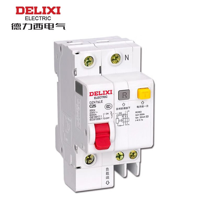 Delixi DZ47sLE 1P+NC 25A 6KA 30mA electronic AC 230VAC DZ47SLEN1C25 miniature leakage protection circuit breaker