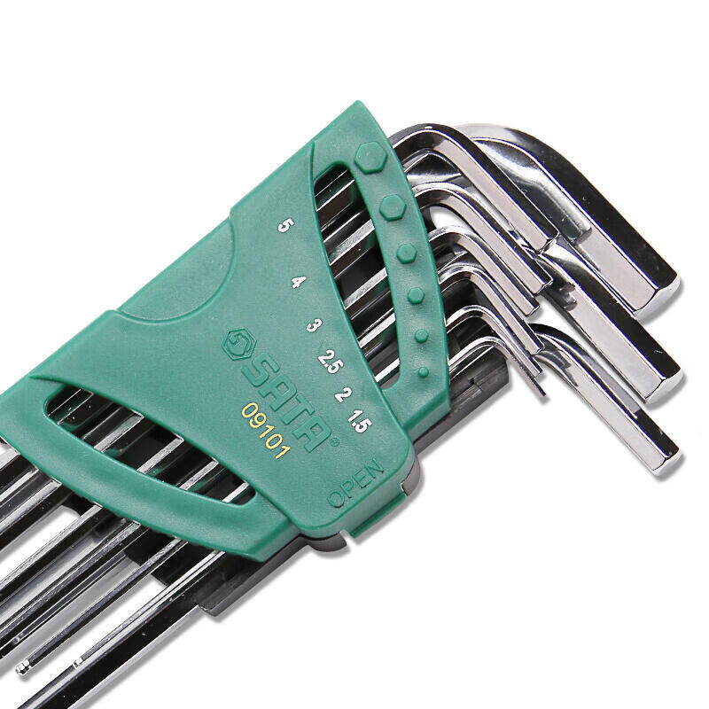 SATA 9-piece extra long ball head hexagon wrench set 1.5-10mm; 09101