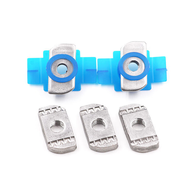 Taiyouyuan 304 Stainless Steel Spring Nut Block, Plastic Wing Nut Press Block, Diamond/Rectangular Single Nut Block + Plastic Wing M6*6 [10 Pieces]